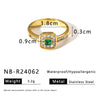Wholesale Ins Style Doublelayer Square Stainless Steel Ring With Diamond And Zircon 18K Vacuum Plated In Furnace Geometric And Rhombus Drop Shape Unisex
