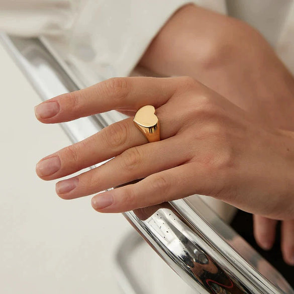 Wholesale Ins Style Electroplated Stainless Steel Heart Geometric Ring For Women