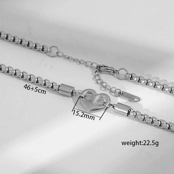 Wholesale Ins Style Electroplated Stainless Steel Women's Necklace With Letter Number Text Pattern And Square Pearl Chain