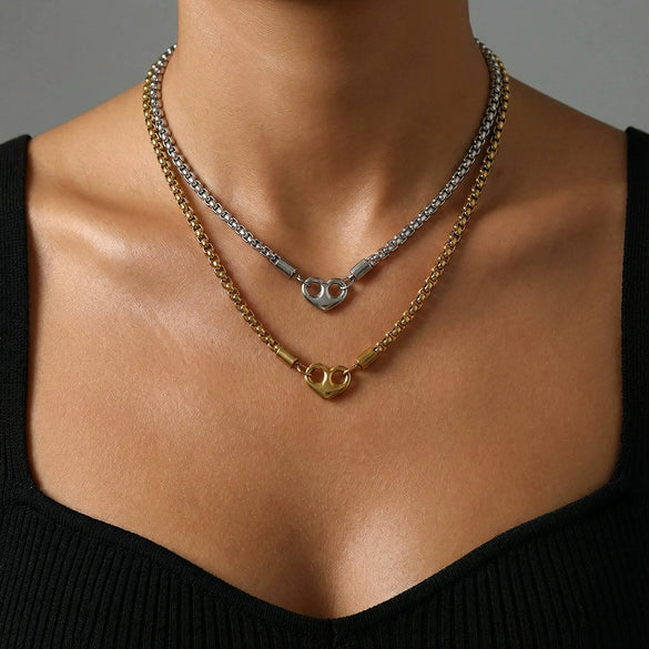 Wholesale Ins Style Electroplated Stainless Steel Women's Necklace With Letter Number Text Pattern And Square Pearl Chain