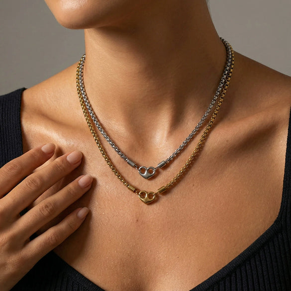 Wholesale Ins Style Electroplated Stainless Steel Women's Necklace With Letter Number Text Pattern And Square Pearl Chain