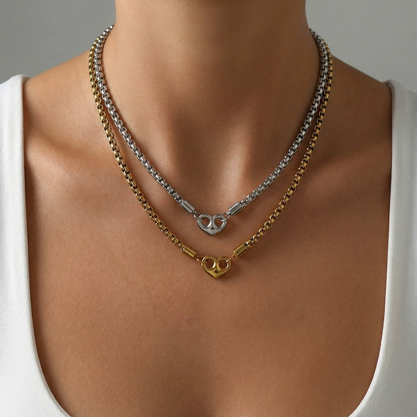 Wholesale Ins Style Electroplated Stainless Steel Women's Necklace With Letter Number Text Pattern And Square Pearl Chain