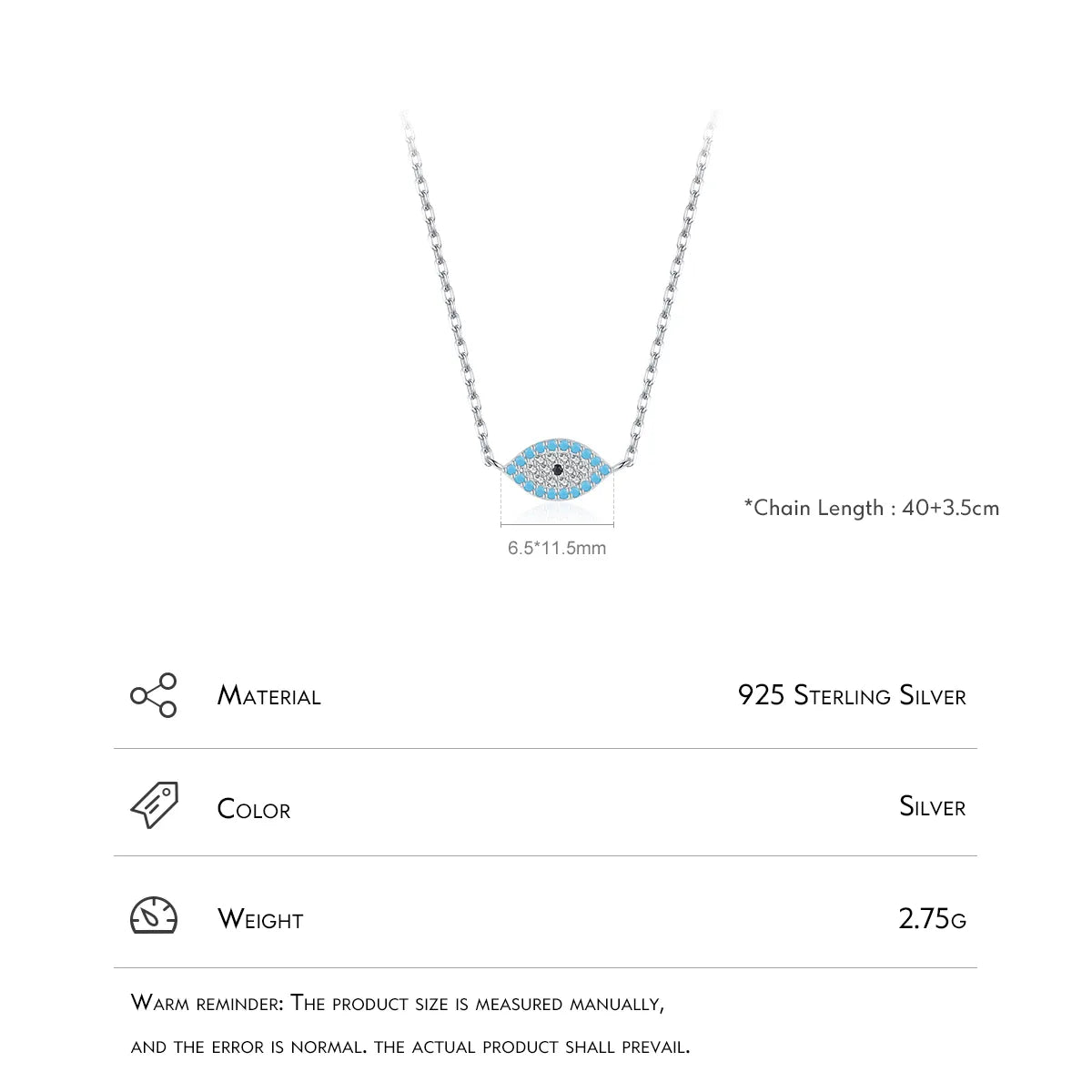 Wholesale Ins Style Elegant Devil'S Eye Sterling Silver Rhodium Plated Turquoise Zircon Pendant Necklace