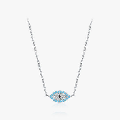 Wholesale Ins Style Elegant Devil'S Eye Sterling Silver Rhodium Plated Turquoise Zircon Pendant Necklace