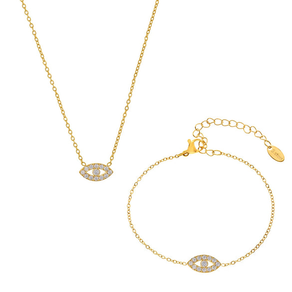 Wholesale Ins Style Ferris Wheel And Devil's Eye Inlaid Zircon Jewelry Set Made Of Titanium Steel And Stainless Steel With Electroplating For Unisex