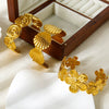 Wholesale Ins Style Floral Shell Spiral Splicing 18K Gold Plated Stainless Steel Open Bracelet For Women