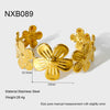 Wholesale Ins Style Floral Shell Spiral Splicing 18K Gold Plated Stainless Steel Open Bracelet For Women