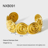 Wholesale Ins Style Floral Shell Spiral Splicing 18K Gold Plated Stainless Steel Open Bracelet For Women