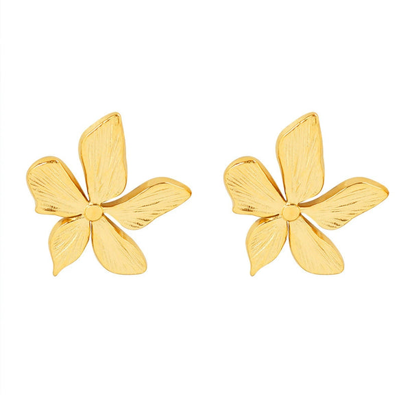 Wholesale Ins Style Flower Pattern Stainless Steel 18K Gold Plated Earrings For Women