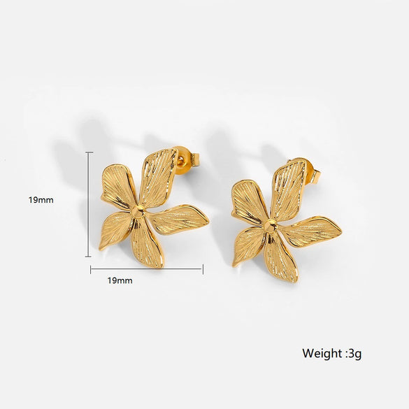 Wholesale Ins Style Flower Pattern Stainless Steel 18K Gold Plated Earrings For Women