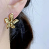 Wholesale Ins Style Flower Pattern Stainless Steel 18K Gold Plated Earrings For Women