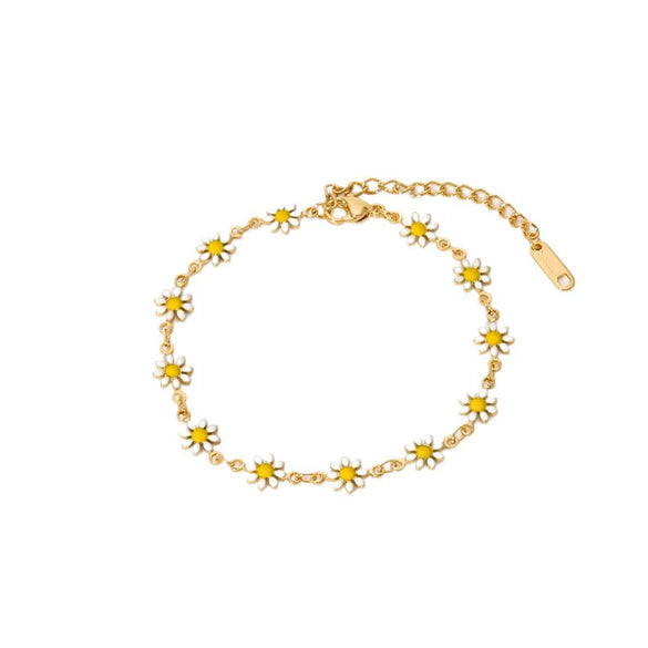 Wholesale Ins Style Flower Stainless Steel 18K Gold Plated Bracelet For Women