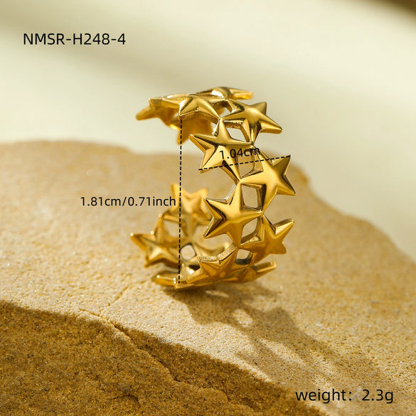 Wholesale Ins Style Geometric Asymmetrical Stainless Steel Ring With 18K Gold Electroplating For Women