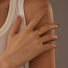 Wholesale Ins Style Geometric Asymmetrical Stainless Steel Ring With 18K Gold Electroplating For Women