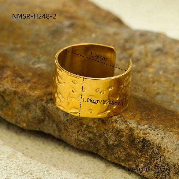Wholesale Ins Style Geometric Asymmetrical Stainless Steel Ring With 18K Gold Electroplating For Women