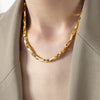 Wholesale Ins Style Geometric Braided Chain Design Copper And Titanium Steel Goldplated Jewelry Set For Unisex