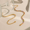 Wholesale Ins Style Geometric Colorful Zircon Vacuum Plated Stainless Steel Bracelet For Women And Unisex