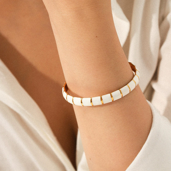Wholesale Ins Style Geometric Dripping Oil Stainless Steel Bracelet For Women Luxury Highend Jewelry