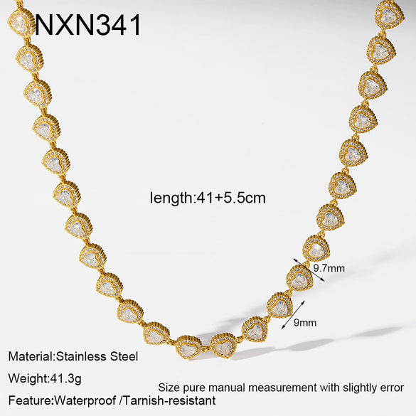 Wholesale Ins Style Geometric Drop Shape Heart Flower Stainless Steel Necklace With 18K Gold Vacuum Real Gold Plating In Pvd Furnace For Women