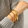 Wholesale Ins Style Geometric Electroplated Stainless Steel Ring Bracelet Light Luxury Jewelry