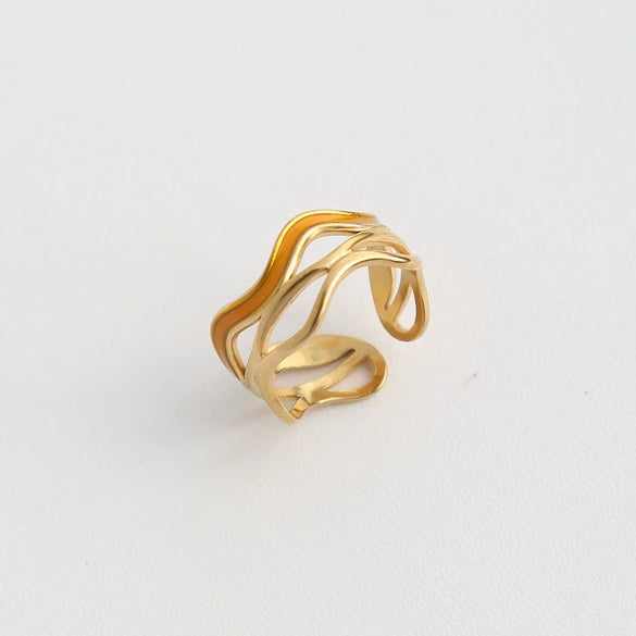Wholesale Ins Style Geometric Electroplated Stainless Steel Ring For Women
