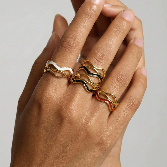 Wholesale Ins Style Geometric Electroplated Stainless Steel Ring For Women