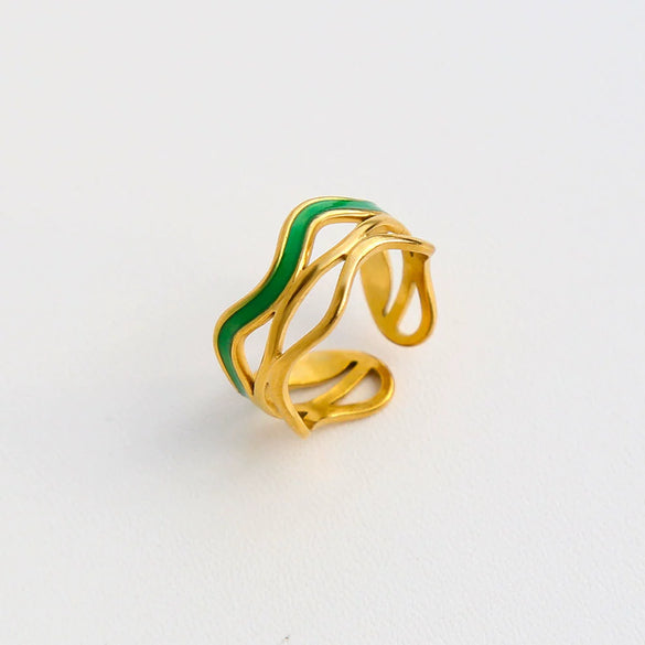 Wholesale Ins Style Geometric Electroplated Stainless Steel Ring For Women