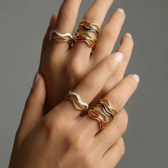 Wholesale Ins Style Geometric Electroplated Stainless Steel Ring For Women