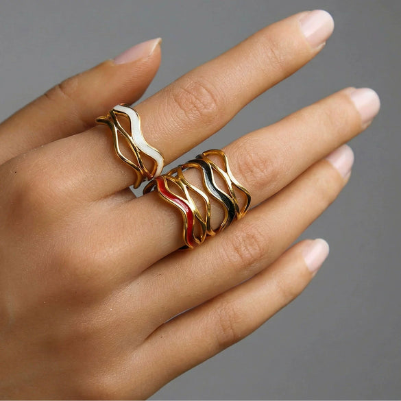 Wholesale Ins Style Geometric Electroplated Stainless Steel Ring For Women