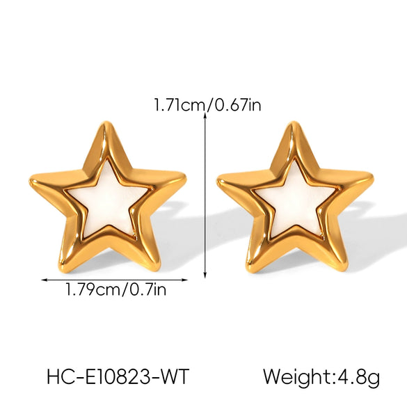 Wholesale Ins Style Geometric Fivepointed Star Electroplated Stainless Steel Earrings For Women