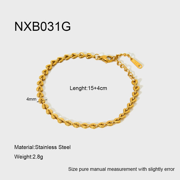Wholesale Ins Style Geometric Heart Shape Stainless Steel 18K Gold Plated Bracelet Jewelry For Women