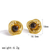 Wholesale Ins Style Geometric Heartshaped Vacuum Real Gold Plated Stainless Steel Earrings For Women
