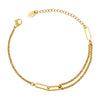 Wholesale Ins Style Geometric Hollow Rectangular Ring Buckle Double Layer Chain Bracelet For Women Titanium Steel 18K Gold Plated Hand Jewelry