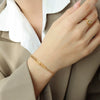 Wholesale Ins Style Geometric Hollow Rectangular Ring Buckle Double Layer Chain Bracelet For Women Titanium Steel 18K Gold Plated Hand Jewelry