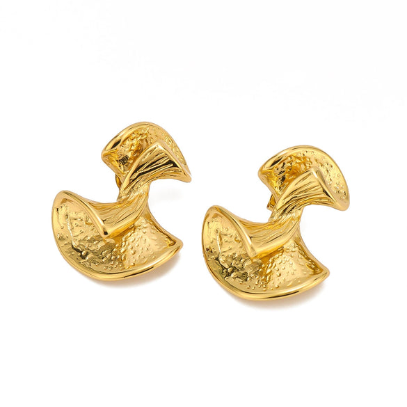 Wholesale Ins Style Geometric Irregular Twisted 18K Gold Plated Stainless Steel Ear Studs Earrings