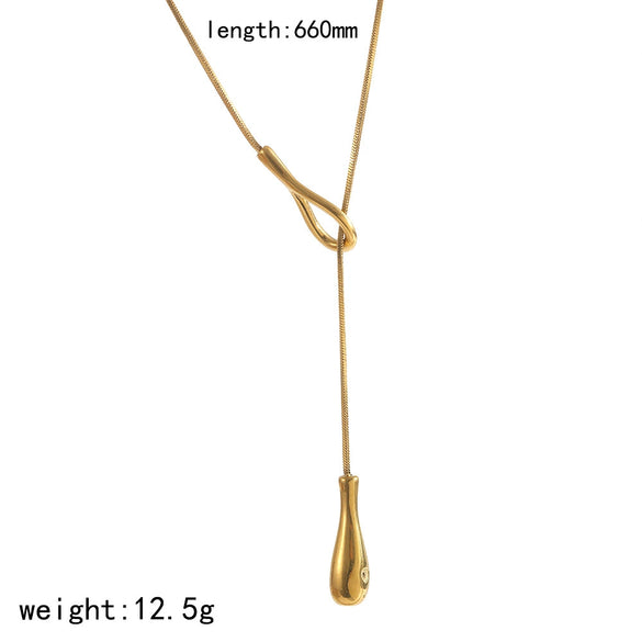 Wholesale Ins Style Geometric 18K Gold Electroplated Round Snake Blade Chain Necklace For Women