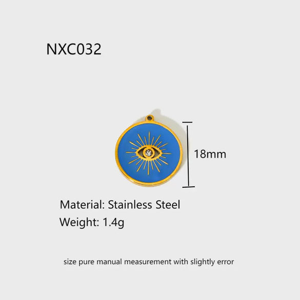 Wholesale Ins Style Geometric Oil Dripping Return Pattern Peach Heart Round Devil's Eye Stainless Steel Pendant Jewelry Accessory Hanging Ornament