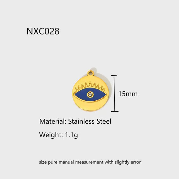Wholesale Ins Style Geometric Oil Dripping Return Pattern Peach Heart Round Devil's Eye Stainless Steel Pendant Jewelry Accessory Hanging Ornament