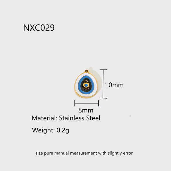 Wholesale Ins Style Geometric Oil Dripping Return Pattern Peach Heart Round Devil's Eye Stainless Steel Pendant Jewelry Accessory Hanging Ornament