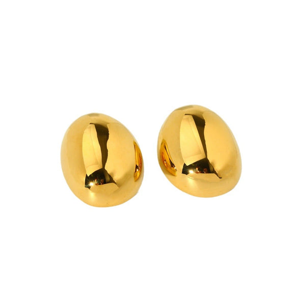 Wholesale Ins Style Geometric Round Beanshaped 18K Goldplated Stainless Steel Earrings For Women