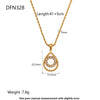 Wholesale Ins Style Geometric Round Water Drop Pendant Stainless Steel And Titanium Steel Necklace 18K Gold Plated For Women