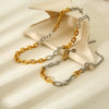 Wholesale Ins Style Geometric Stainless Steel Braided Bead Colorblocking 18K Gold Plated Waterproof Bracelet For Women