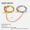 Wholesale Ins Style Geometric Stainless Steel Chain Ring With Rhinestones Vacuum Real Gold Plated In Pvd Furnace For Women