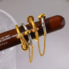 Wholesale Ins Style Geometric Stainless Steel Chain Ring With Rhinestones Vacuum Real Gold Plated In Pvd Furnace For Women