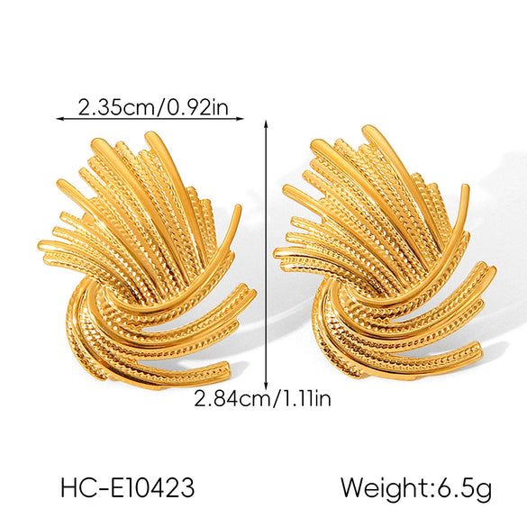 Wholesale Ins Style Geometric Stainless Steel Earrings With Heart Flower Wave Rhombus Drop Star Shapes Electroplated For Women
