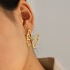 Wholesale Ins Style Geometric Stainless Steel Electroplated Butterfly Stud Earrings For Women