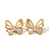 Wholesale Ins Style Geometric Stainless Steel Electroplated Butterfly Stud Earrings For Women