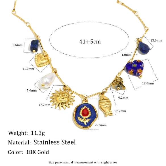 Wholesale Ins Style Geometric Stainless Steel Electroplated Pendant Necklace For Women
