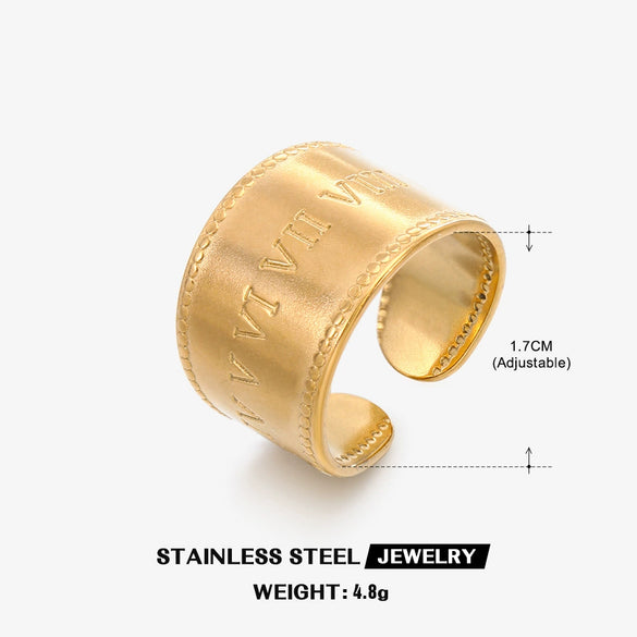 Wholesale Ins Style Geometric Stainless Steel 18K Gold Plated Opening Adjustable Ladies Ring