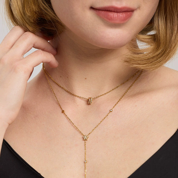 Wholesale Ins Style Geometric Stainless Steel 18K Gold Plated Oshaped Chain Necklace Pendant For Women